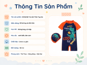 Đồ Bơi Bé Trai Liền Thân Chống Nắng Tia UV Tay Cộc bìa