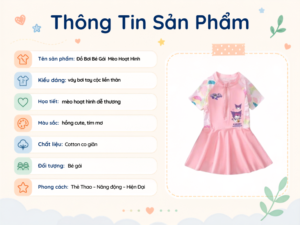 Đồ Bơi Bé Gái Họa Tiết Mèo Hoạt Hình Chống Nắng Tặng Mũ thông tin sản phẩm