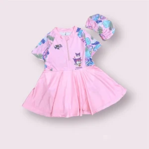 Đồ Bơi Bé Gái Họa Tiết Mèo Hoạt Hình Chống Nắng Tặng Mũ hồng cute